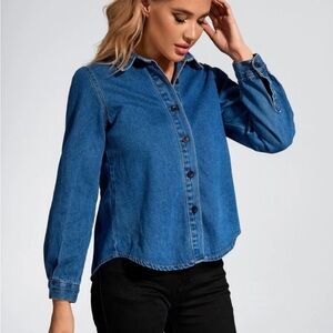 Blue Denim Button-Up Shirt
